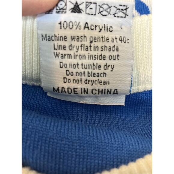 Canadian Club sweater jumper mens Large blue white whisky turtleneck pullover - Picture 7 of 8